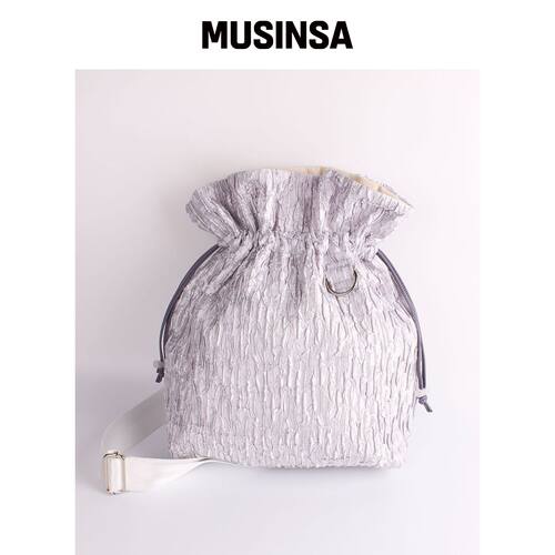 A BY A 银色闪亮皱褶迷你背包韩国官网直邮进口MUSINSA