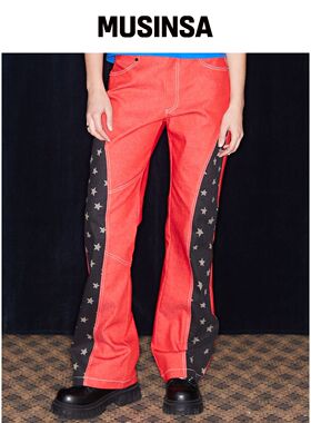 LUVISTRUE NM STITCH BOOTCUT 裤子（红色）韩国官网直邮进口