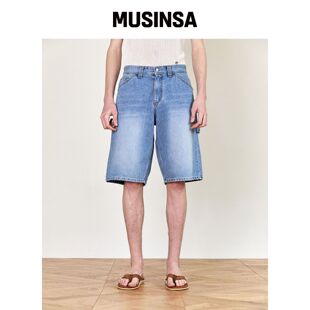 HEUTE HET 修补工装短裤(蓝色) MUSINSA韩国直邮官方正品