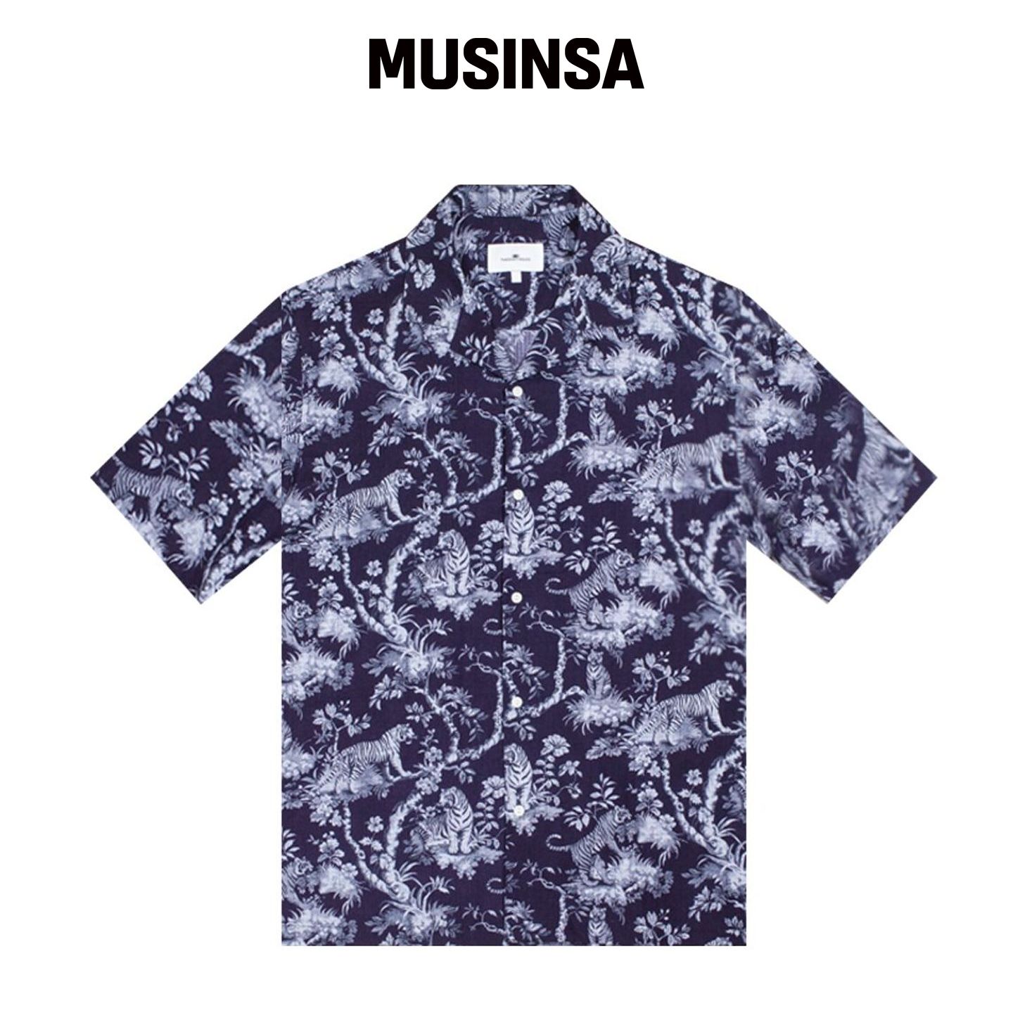 THESHIRTHOUSE 夏威夷衬衫 墨水虎纹 深蓝色 MUS韩国官网直邮进口