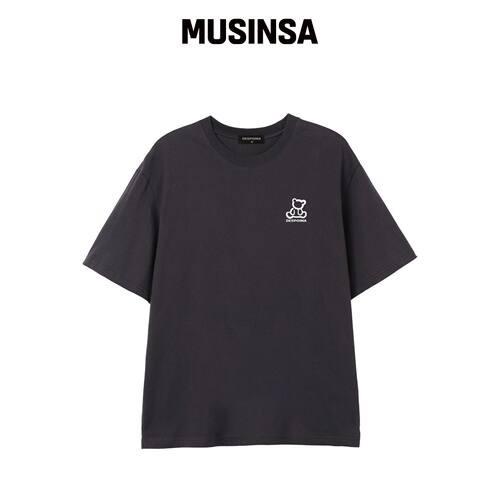 OUSE Teddy bear 背带裤短袖T恤 (DS009) 炭灰色韩国官网直邮进口