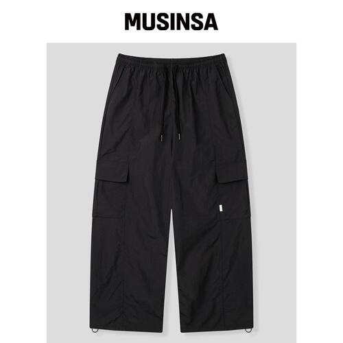 BLACK MOMENT 宽松版型降落伞裤 [黑色] MUSINSA韩国官网直邮进口
