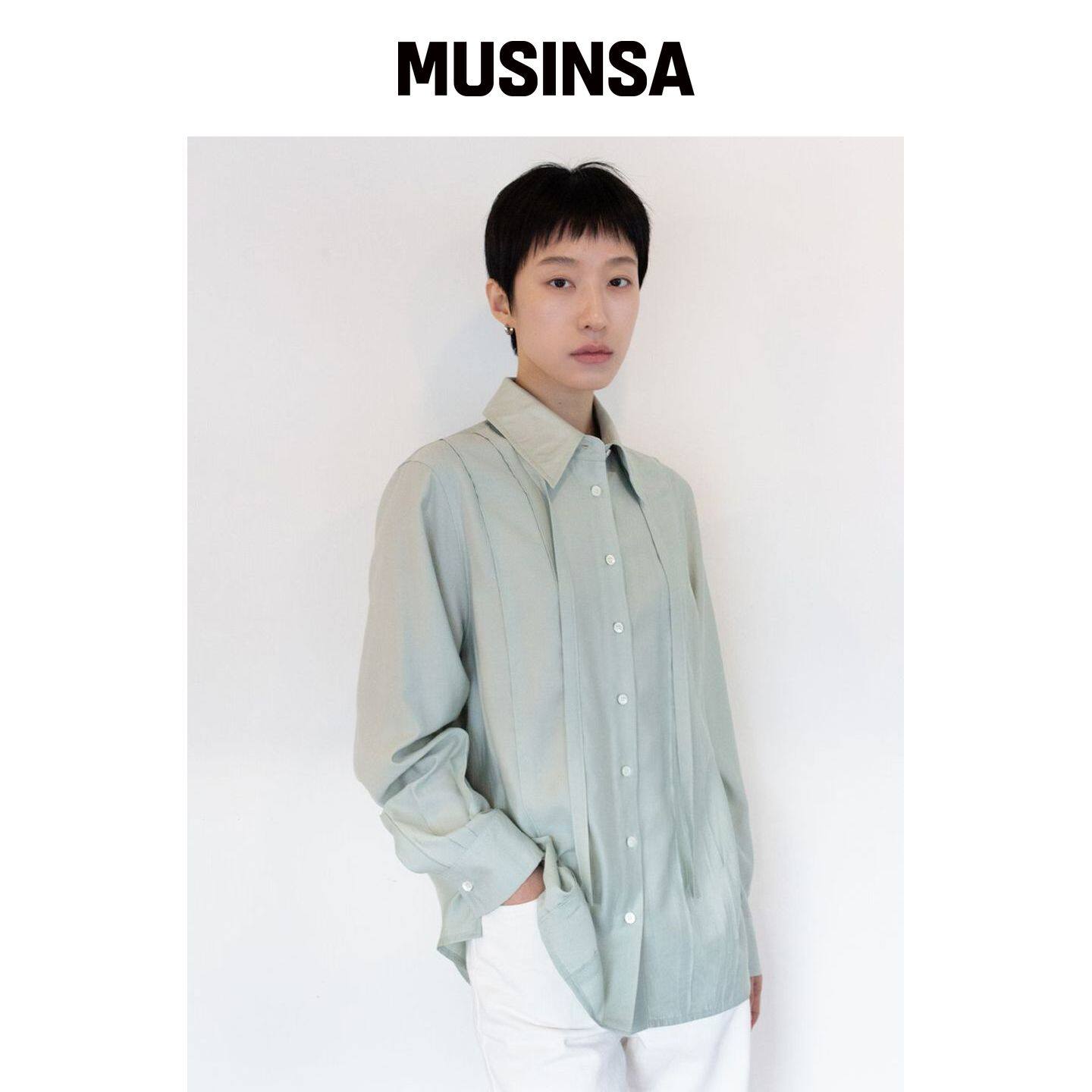 SERQUE 领结衬衫_淡薄荷绿 MUSINSA韩国官网直邮进口