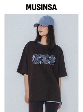 ANNEHEARTS Rosevine Path Graphic T 深棕色韩国官网直邮进口