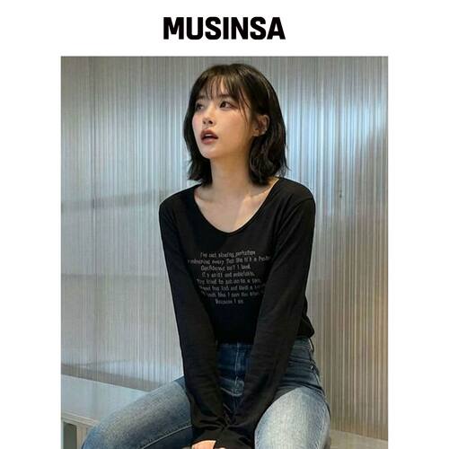 CHICKS 信心V领长袖黑色 MUSINSA韩国直邮官方正品