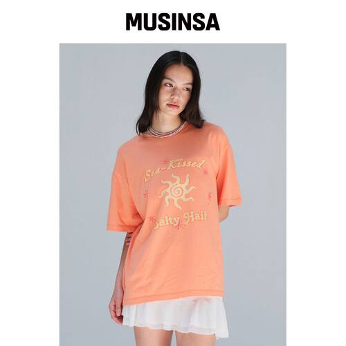 EXPIRED GIRL 日晒T恤 橙色 MUSINSA韩国官网直邮进口