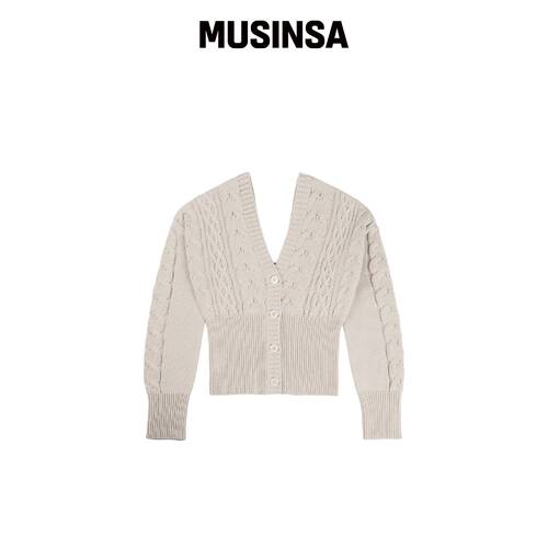 HILLDA DEAR 冬季针织开衫 [燕麦色] MUSINSA韩国官网直邮进口