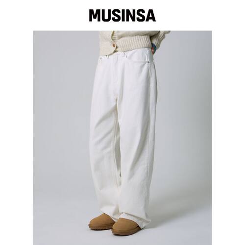 UNKNOWN PLANET 日常宽松白色牛仔裤 MUSINSA韩国直邮官方正品