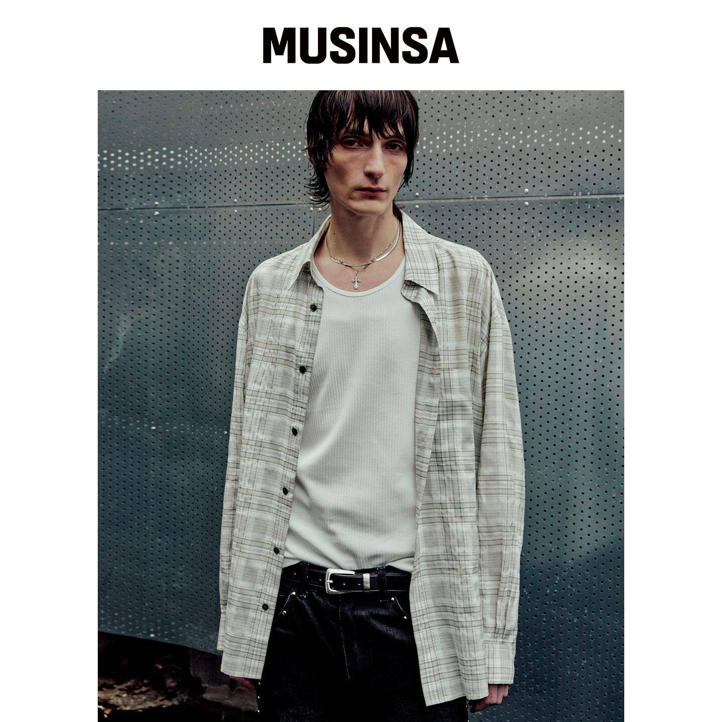 LMOOD 大男孩格纹衬衫 米色 MUSINSA韩国官网直邮进口