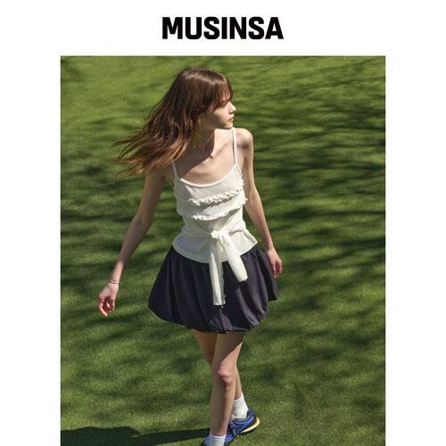 MARGARIN FINGERS OBLIQUE BALLOON SKIRT (NAVY韩国官网直邮进口
