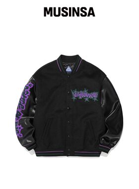 ISTKUNST STARS VARSITY JACKET_BLACK(IK2EFMB9韩国官网直邮进口