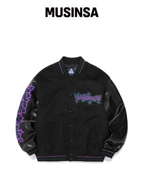 ISTKUNST STARS VARSITY JACKET_BLACK(IK2EFMB9韩国官网直邮进口