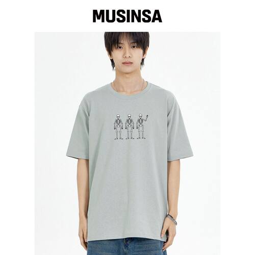 BY.L 海报 骷髅半高领T恤 薄荷色韩国官网直邮进口MUSINSA