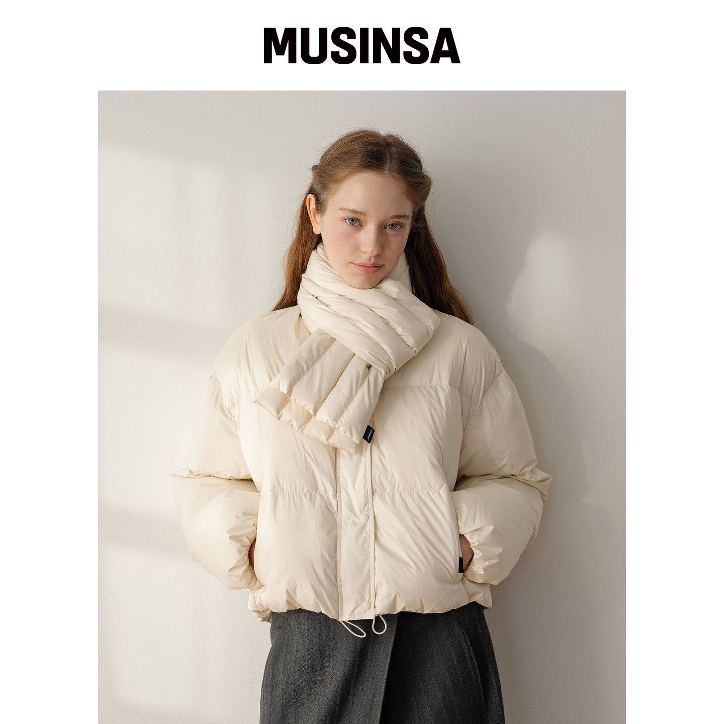 CLUNY 套装:围巾+棉服-奶油色 MUSINSA韩国官网直邮进口