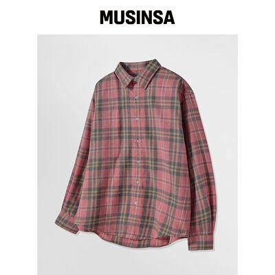 SIGNATURE parachute宽松格纹衬衫[PINK] MUSINS韩国官网直邮进口