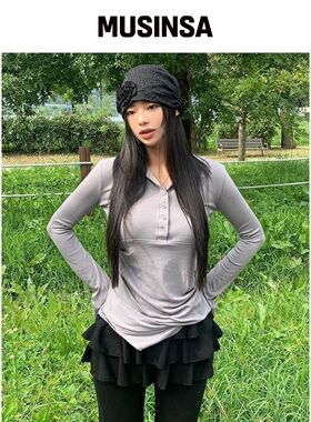 FLAREUP 不对称披肩连帽卫衣 (FL-187_Gray)韩国官网直邮进口