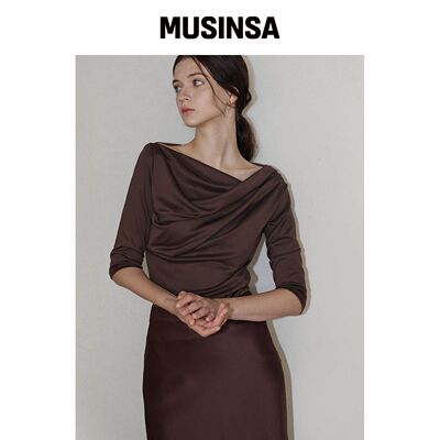 LAUTREDE MIN Lautre Draped Off shoulder T恤韩国官网直邮进口
