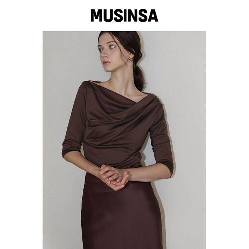 LAUTREDE MIN Lautre Draped Off shoulder T恤韩国官网直邮进口