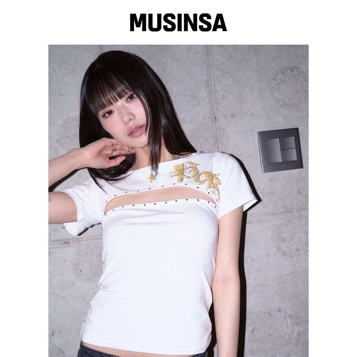 PRENDA 星星铆钉T恤 白色 MUSINSA韩国直邮官方正品