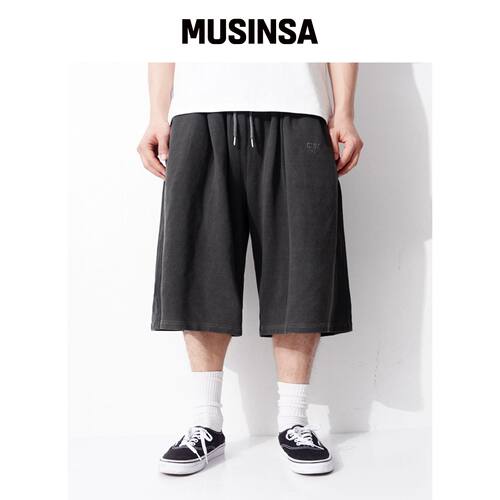 QT8 GARMENTS LB 水洗宽松百慕大运动短裤（炭灰韩国官网直邮进口