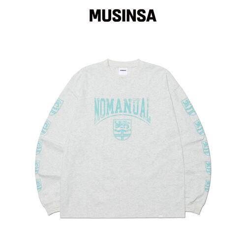 NOMANUAL EMBLEM 长袖T恤 - 白色混纺 秋MUSINSA韩国官网直邮进口