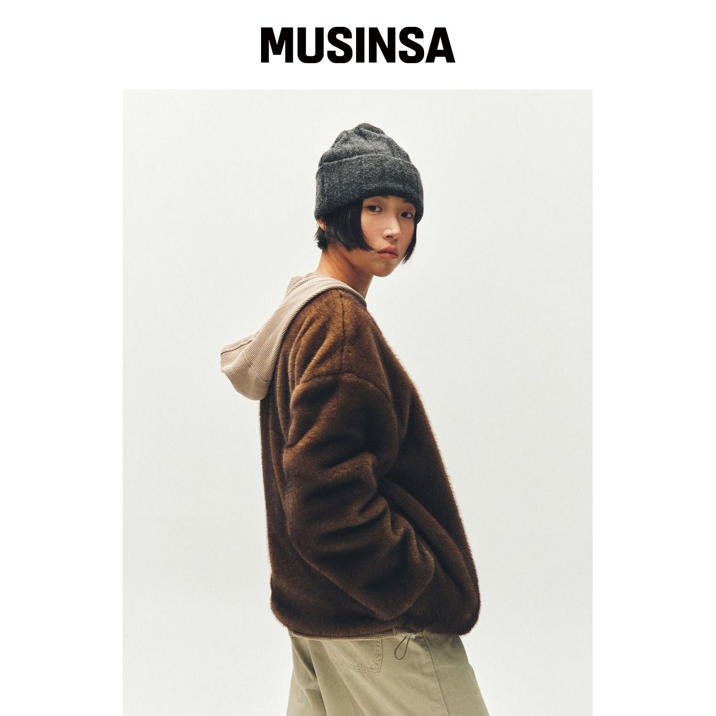 PLZPROJECT 短毛皮夹克, 土狼色 MUSINSA韩国直邮官方正品图片