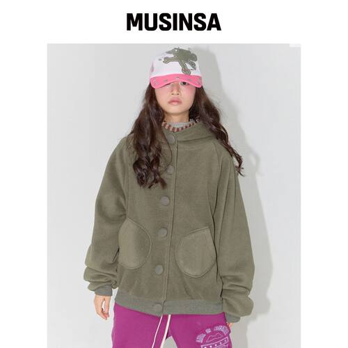 EXPIRED GIRL 抓绒云朵夹克 卡其色 MUSINSA韩国官网直邮进口