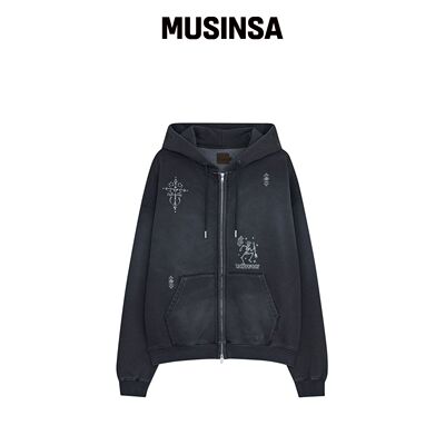 DEFGARMENTS STONE CROSS 连帽拉链外套 [NAVY]韩国官网直邮进口