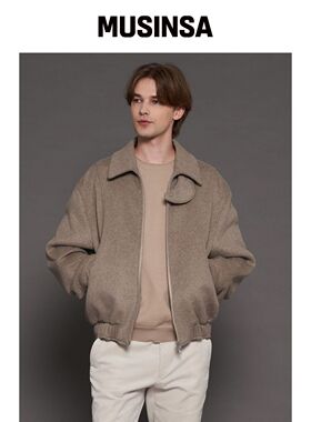 COMSPACE1980 [XL~4XL] 羊毛混纺翻领蓝色夹克_韩国官网直邮进口