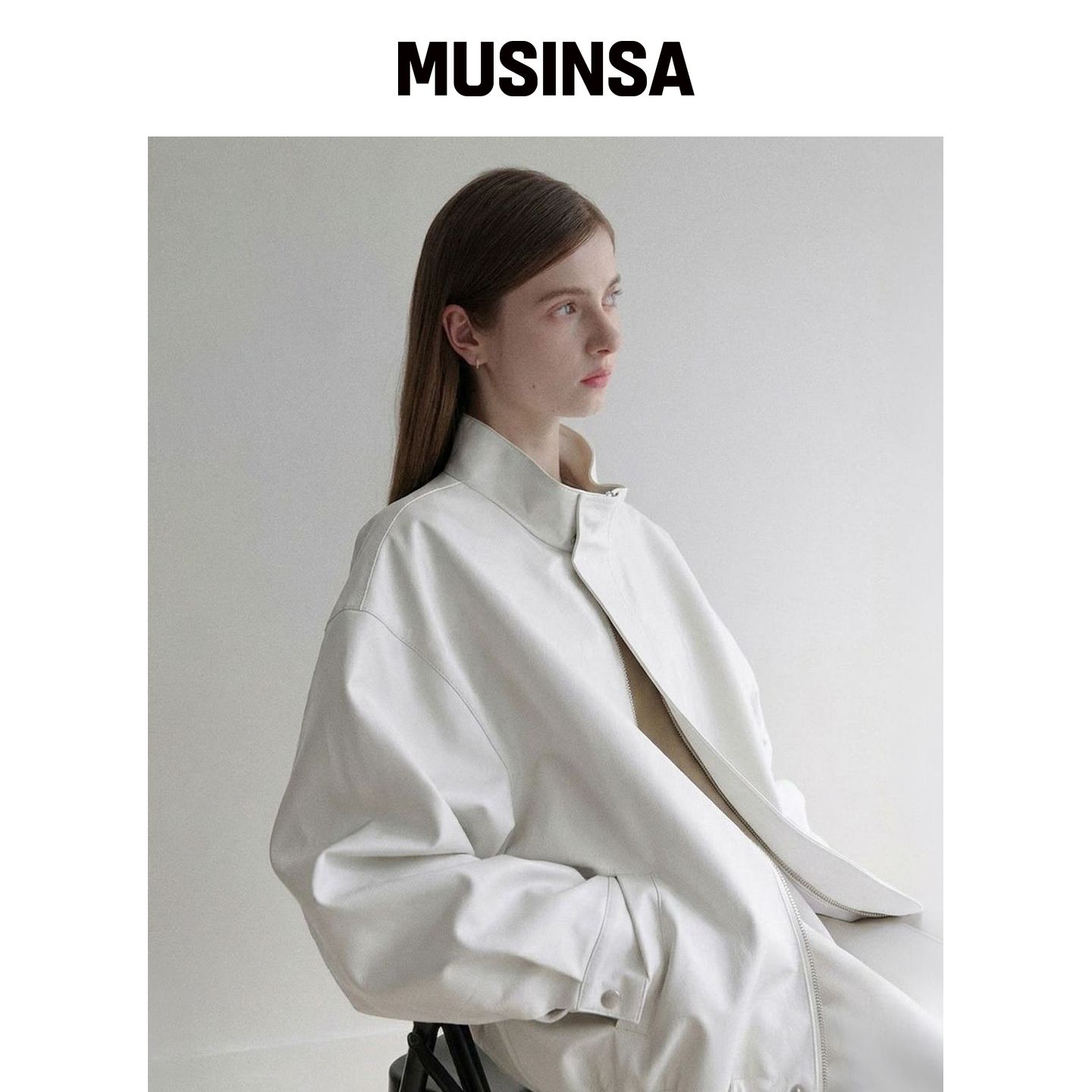 LENAV les half leather jacket (Ivory) MUSINS韩国官网直邮进口图片
