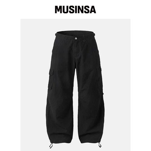 BADBLOOD Contour Curved Fit Cargo Pants - 黑韩国官网直邮进口