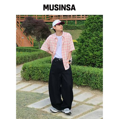 CONCEPTIDE 乡村风格格纹半包衬衫_红色韩国官网直邮进口MUSINSA