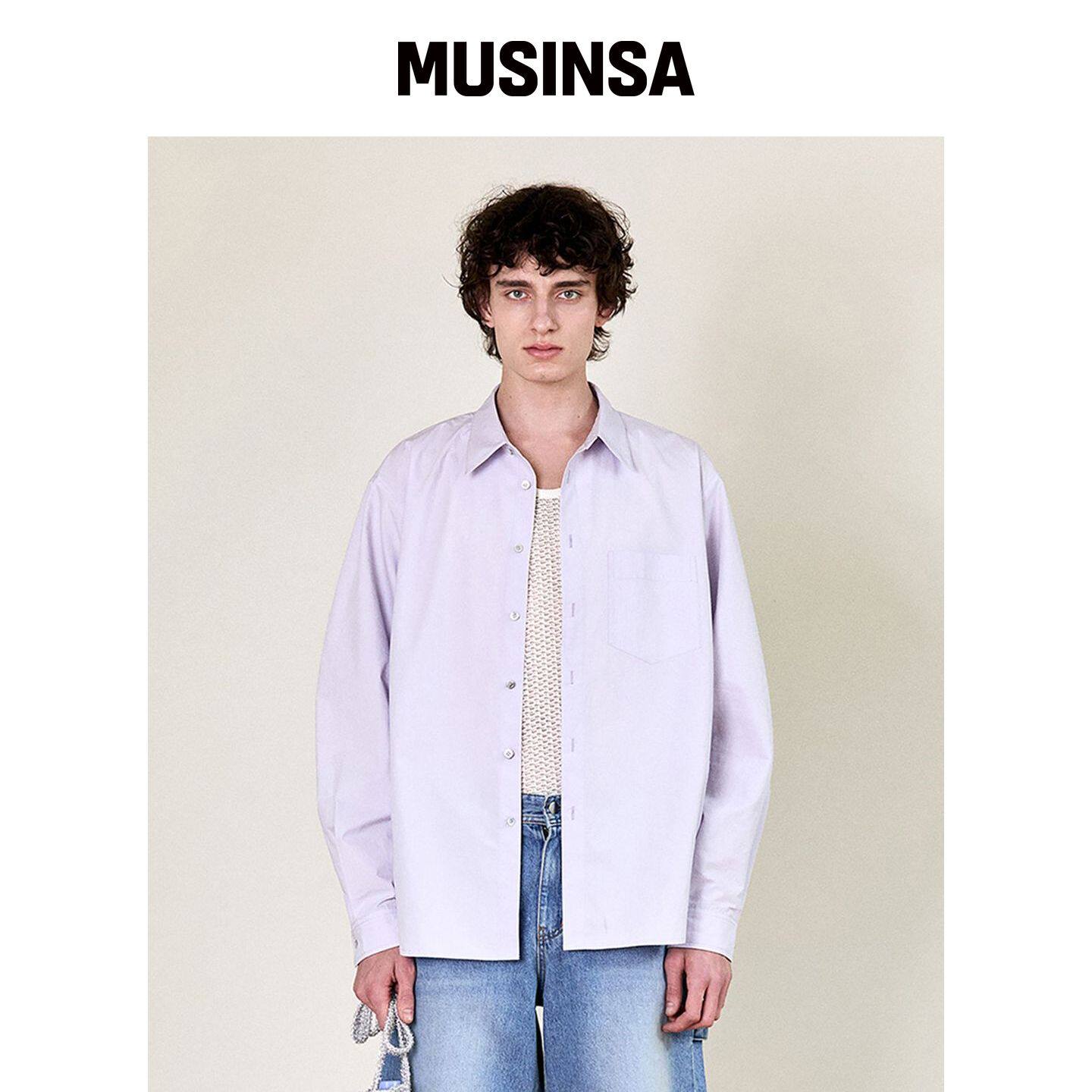 HEUTE 常规领棉质衬衫(薰衣草色) MUSINSA韩国直邮官方正品