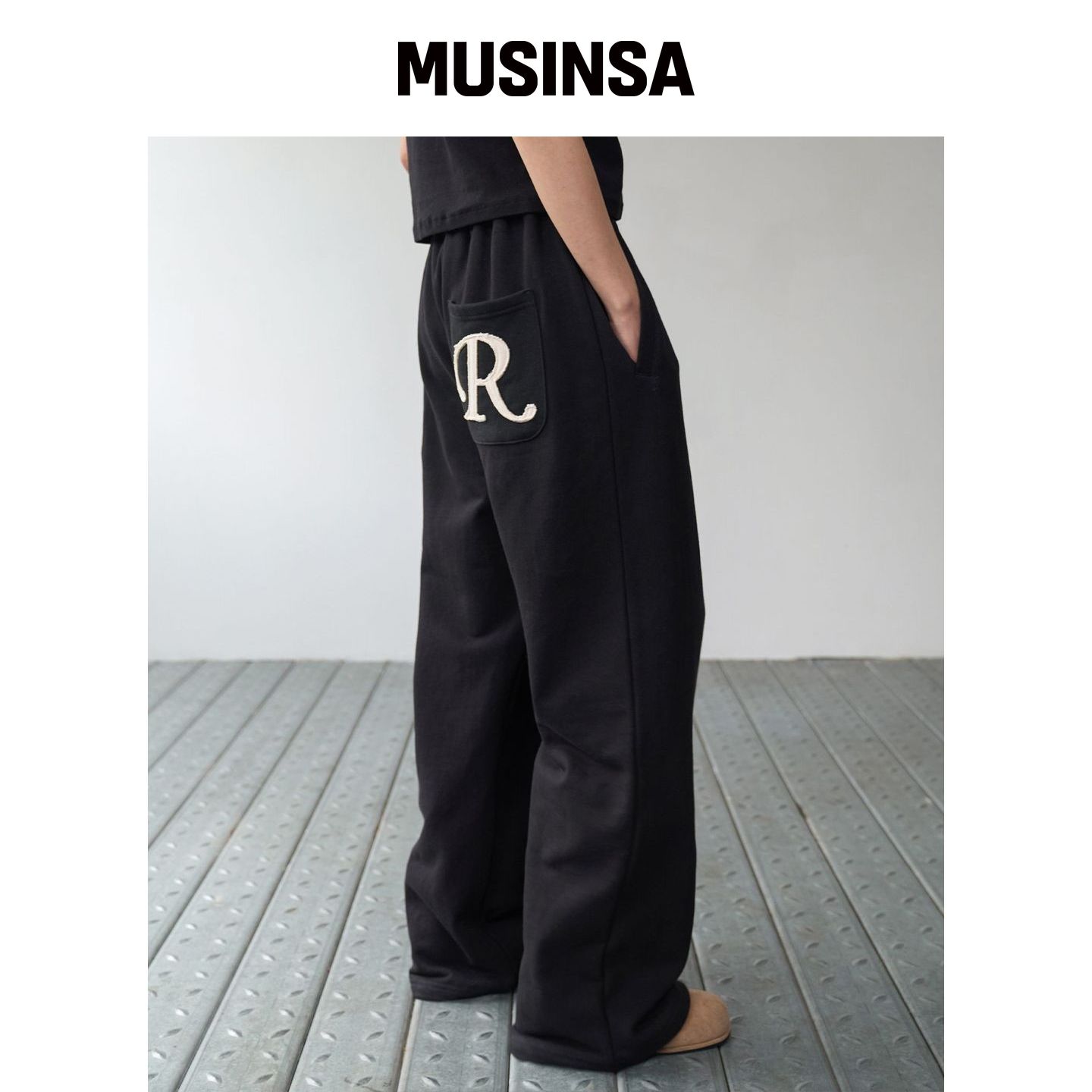 ROCKCAKE 贴布R口袋慢跑裤 - 黑色 MUSINSA韩国直邮官方正品