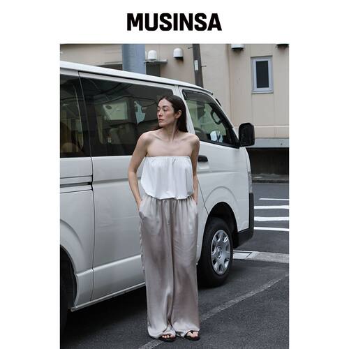 OPHEDEN 缎面宽裤（米色） MUSINSA韩国官网直邮进口