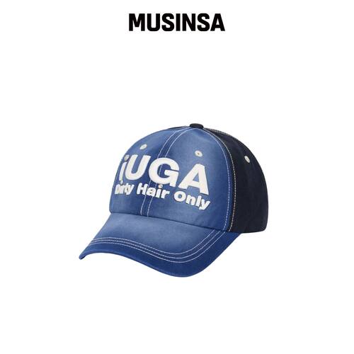 IUGAMAKARAS 水洗刺绣棒球帽（蓝色） MUSINSA韩国直邮官方正品