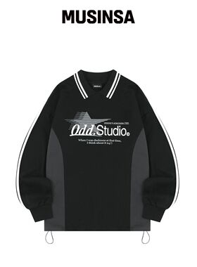 ODDSTUDIO 运动风格拉链领宽松版卫衣 - 黑色/炭韩国官网直邮进口