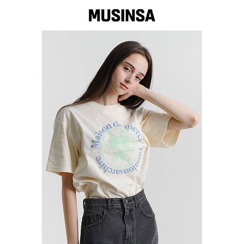 LA MAISON STUDIO WOMEN'S LISSE 抓绒休闲短款T韩国官网直邮进口