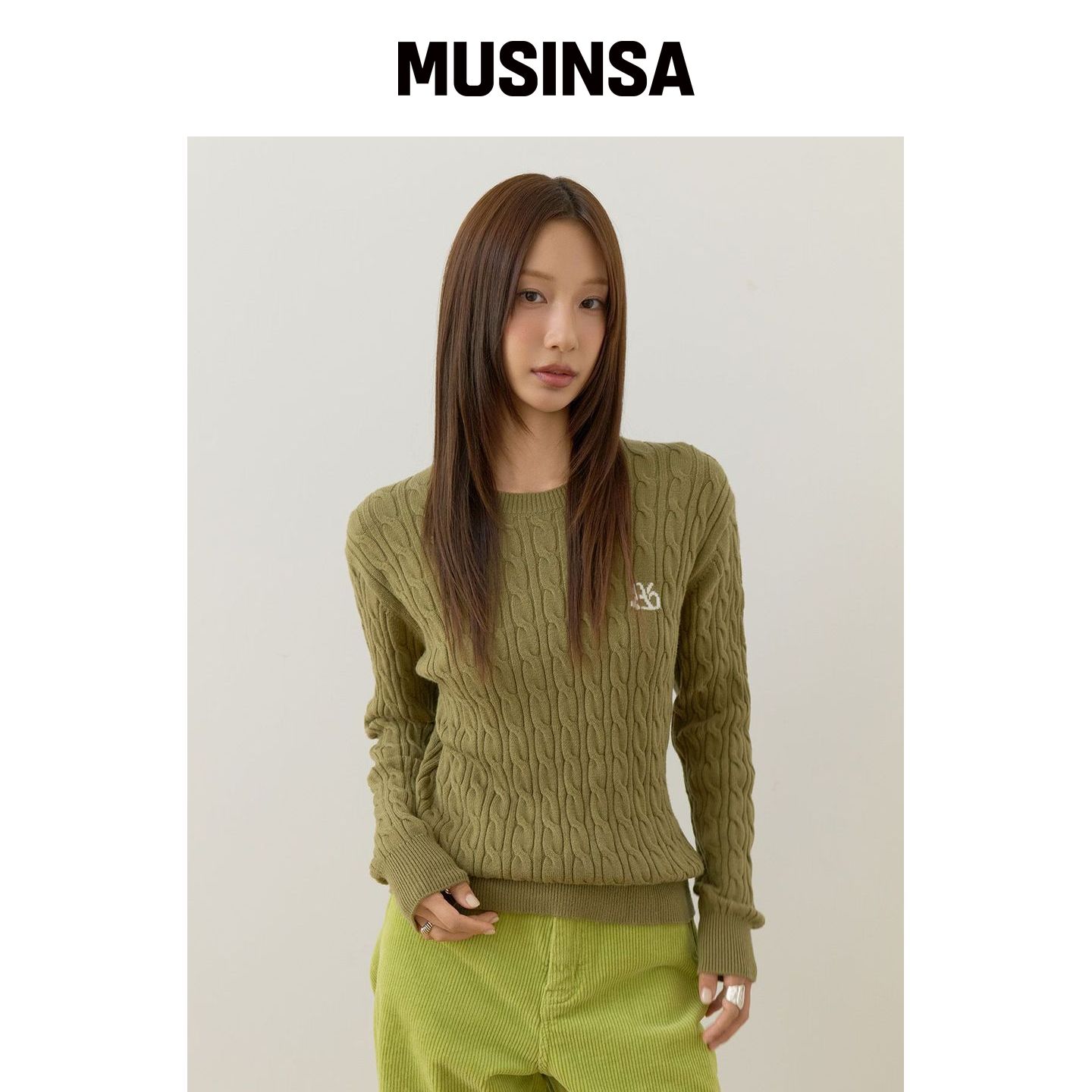 Bb' BENETTON 圆形麻花针织(卡其色) MUSINSA韩国官网直邮进口