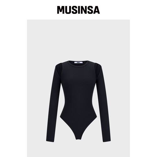VISUS Cut-out Body Suit_Charcoal韩国官网直邮进口MUSINSA