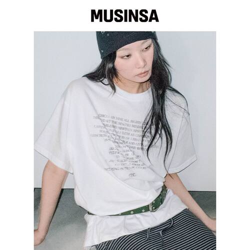 CHICKS ASSEMBLE 字母印花宽松短袖白色 MUSINSA韩国直邮官方正品