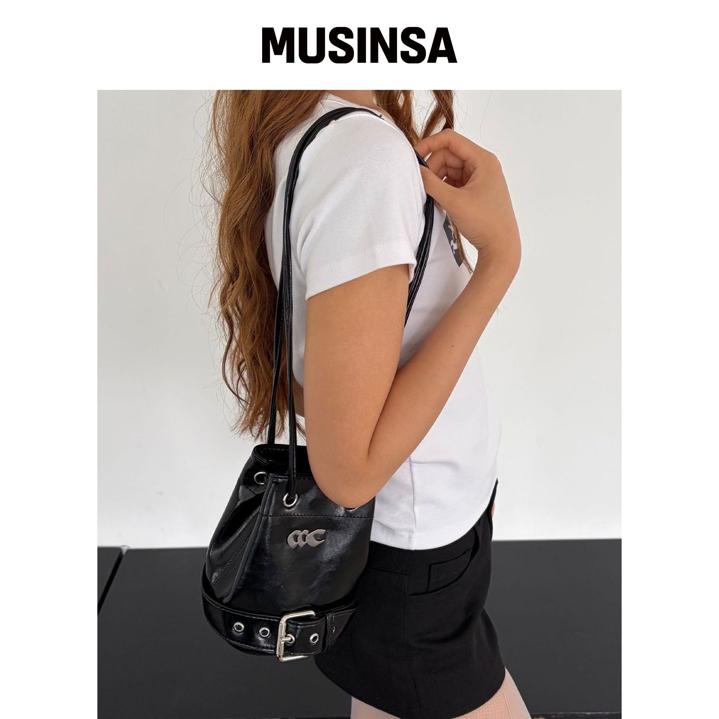 CHICKS 束带水桶包迷你款黑色 MUSINSA韩国官网直邮进口