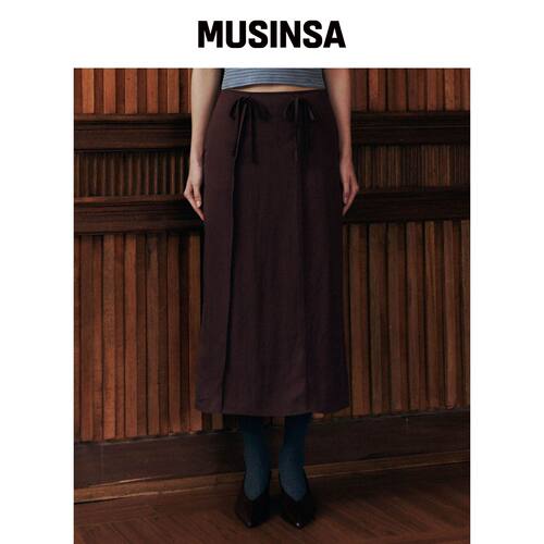 LOVEUSU Friends Ribbon Skirt (酒红色)韩国官网直邮进口MUSINSA