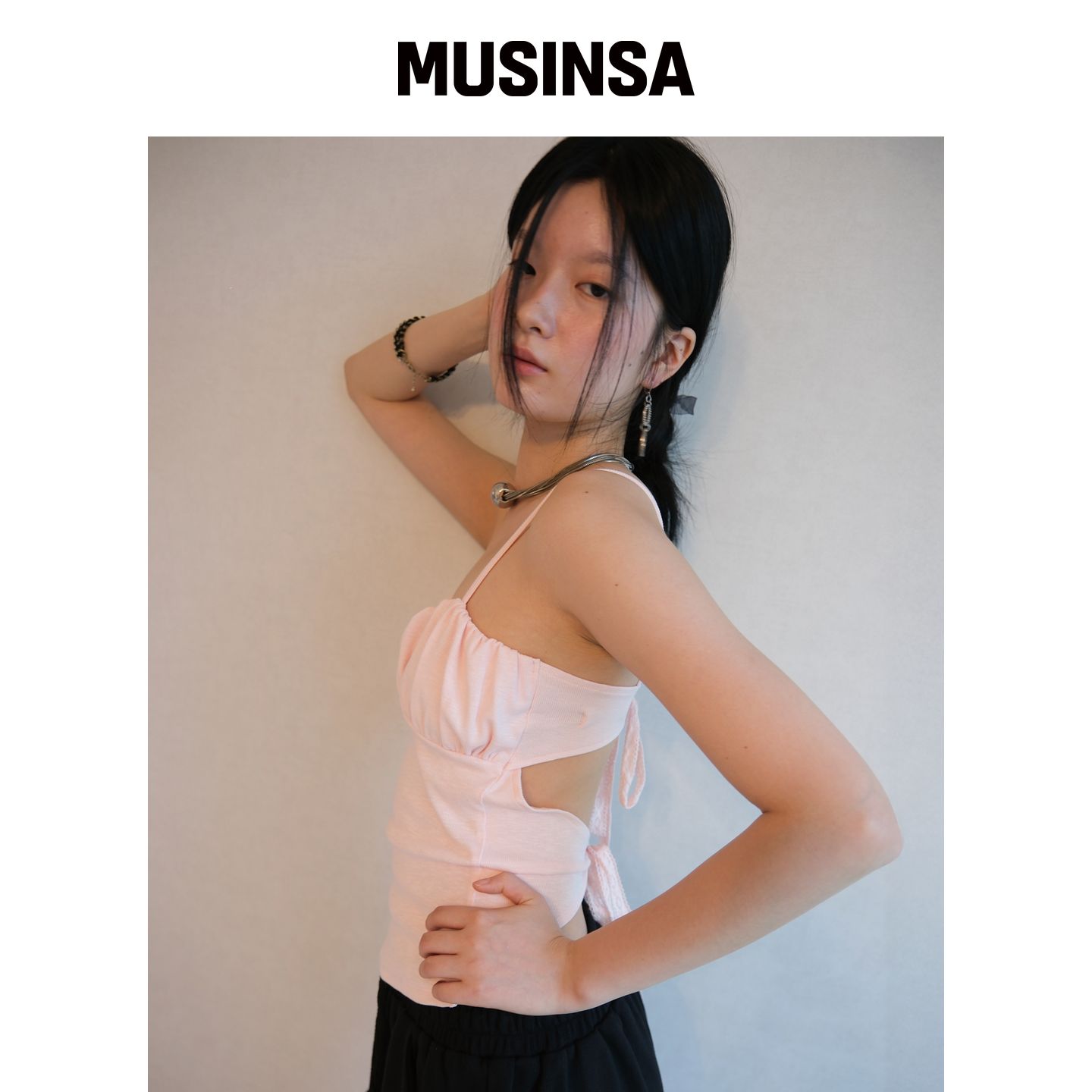 LOSESLEEPOVER 领带蝴蝶结背心 *PINK MUSINSA韩国官网直邮进口 - 实物图