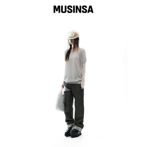 OJOS 金属牛仔裤 / 卡其色 MUSINSA韩国官网直邮进口
