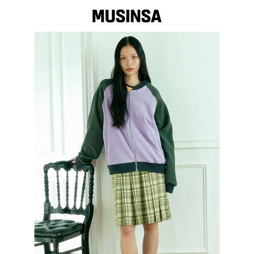 KOOKEESEE 抓绒格纹裙子_绿色 MUSINSA韩国直邮官方正品
