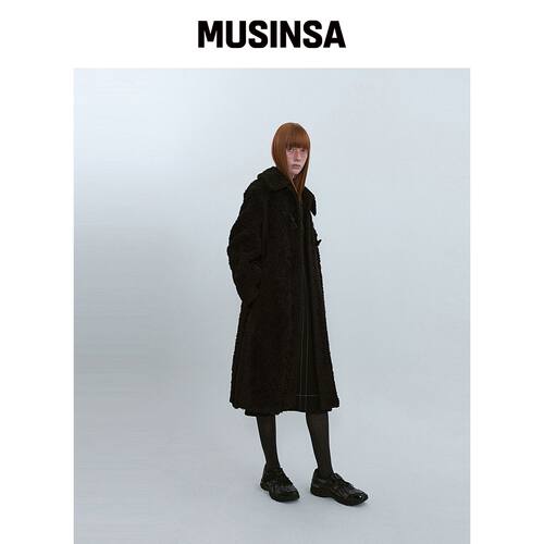 AHWE 毛绒系带大衣_BLACK韩国官网直邮进口MUSINSA