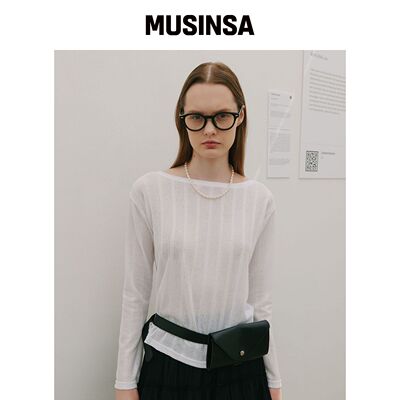 320SHOWROOM 都市透视船领T恤 白色 MUSINSA韩国官网直邮进口