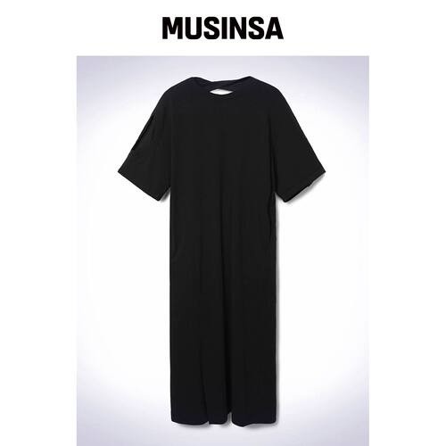 HAUS072C OPEN BACK MIDI DRESS 黑色韩国官网直邮进口MUSINSA