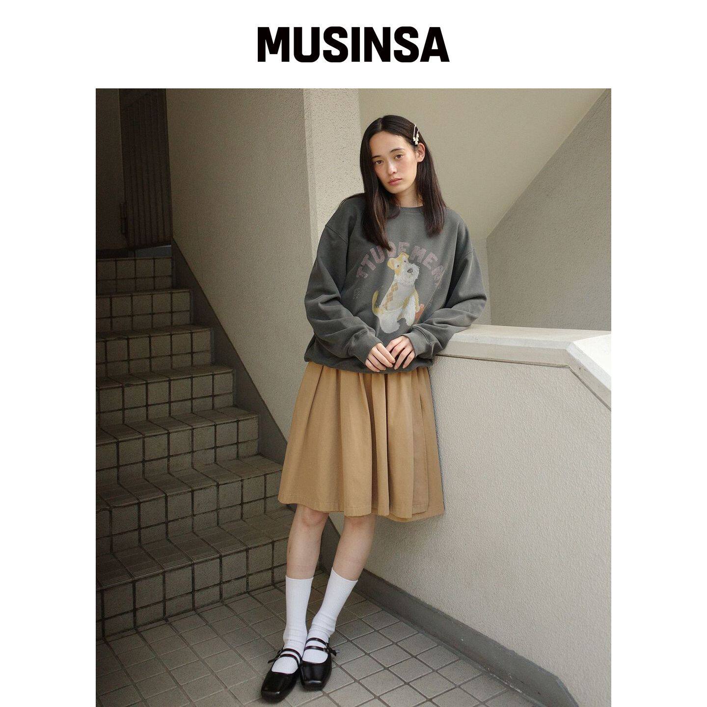 TTUDEMENT A-LINE FLARED WRAP SKIRT_米色 MUSI韩国官网直邮进口